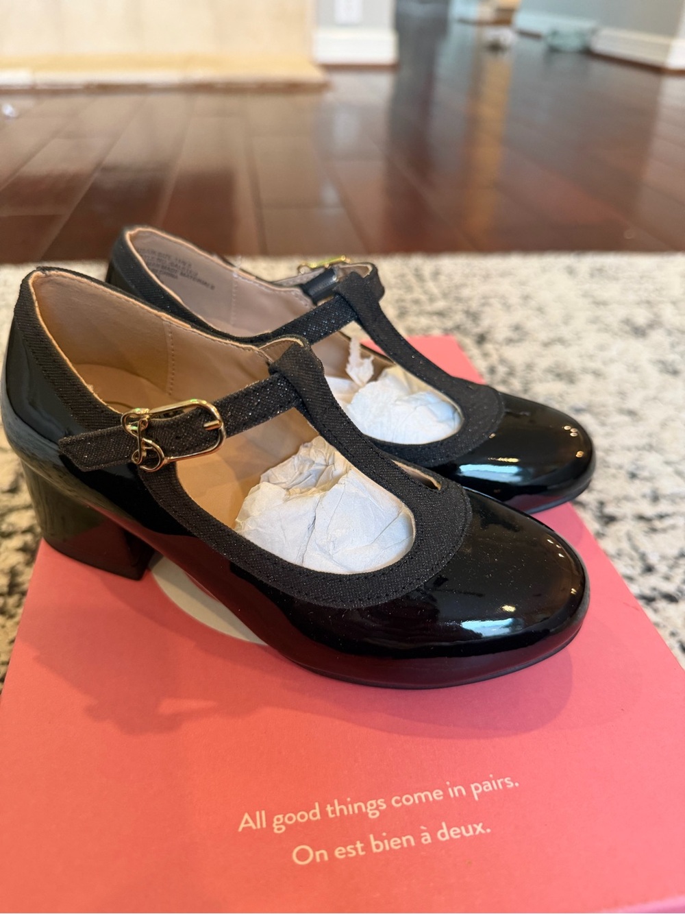 Black Patent T-Strap Mary Jane Heels